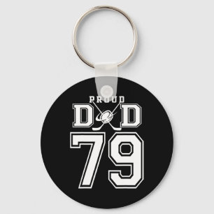 Porte-clés Numéro 79 Papa de hockey fier personnalisé pour
