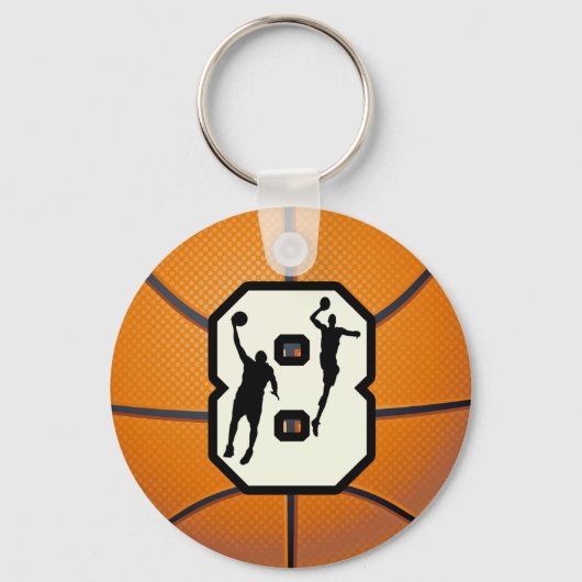 Porte-clés Numéro 8 Basketball et joueurs (Recto)