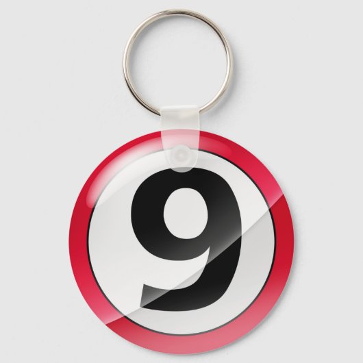 Porte-clés Numéro 9 Porte - clé rouge (Recto)