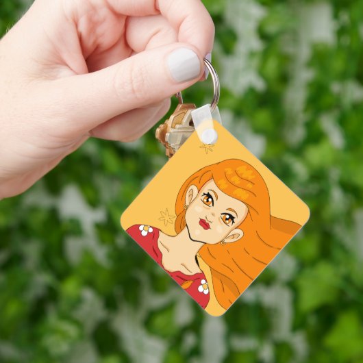 Porte-clés Numéro d'angle Princesse aux cheveux longs blonds (main)