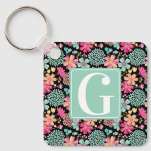 Porte-clés Numéro de balise de la clé de peinture florale ini