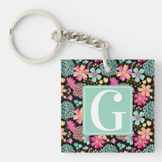Porte-clés Numéro de balise de la clé de peinture florale ini
