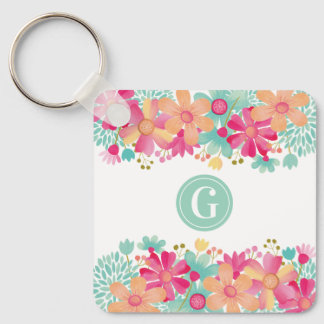 Porte-clés Numéro de balise de la clé de peinture florale ini