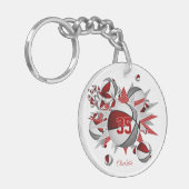 Porte-clés numéro de maillot de filles de basketball gris rou (Devant gauche)