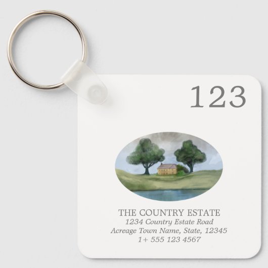 Porte-clés Numéro de pièce d'immeuble d'affaires moderne Code (Recto)