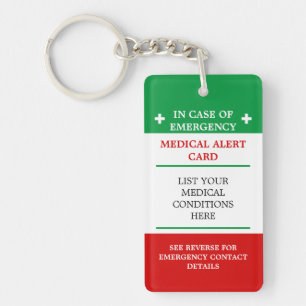 Porte-clés Numéro de téléphone d'alerte médicale en cas d'urg
