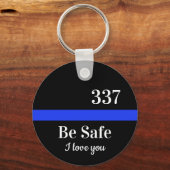 Porte-clés Numéro d'insigne personnalisé Police de ligne bleu (Recto)