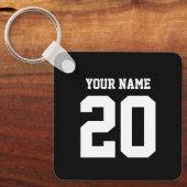 Porte-clés Numéro et nom personnalisés noir et blanc (Recto)