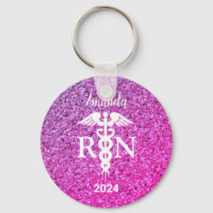 Porte-clés Nurse Caduceus Purple Parties scintillant rose Mon
