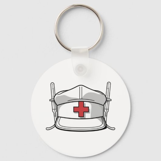 Porte-clés Nurse Cap with Red Cross and Medical Tools Design (Recto)