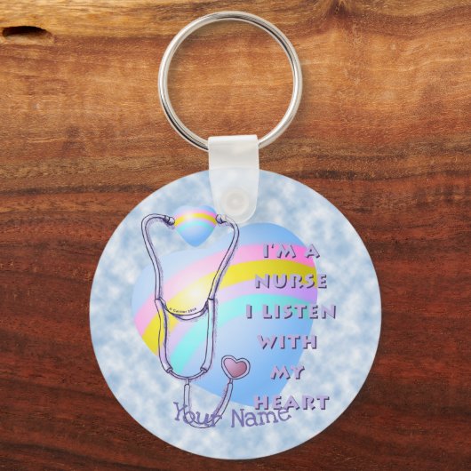Porte-clés Nurse Heart custom name keychain (Recto)