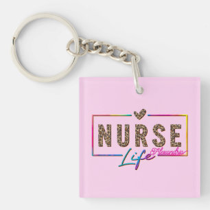 Porte-clés "Nurse Life" en Elegant Rainbow Colors