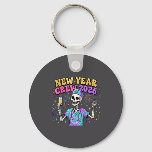 Porte-clés Nurse Skeleton New Year Crew 2026 Funny Er Icu Eve (Recto)