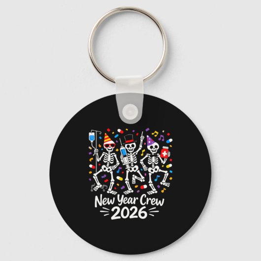 Porte-clés Nurse Skeleton New Year Crew 2026 Funny Er Icu Par (Recto)