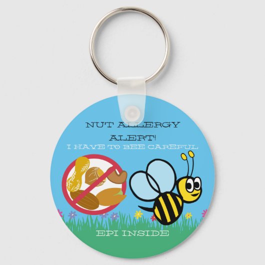 Porte-clés Nut Allergy Alert Bumble Bee Kids Personnalisé (Recto)