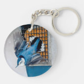 Porte-clés Nuthatch à poitrine blanche en neige - Photo origi (Dos)