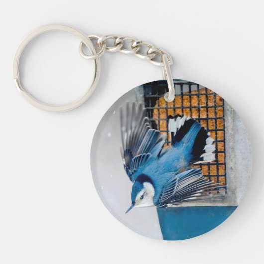 Porte-clés Nuthatch à poitrine blanche en neige - Photo origi (Devant)