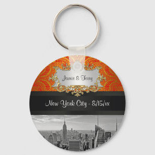 Porte-clés NY City Skyline BW 111 Red Gold Paisley Porte - cl