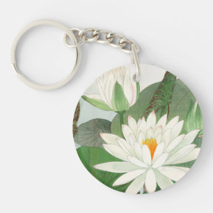 Porte-clés Nymphaea lotus, gravure sur bois japonaise, 1917