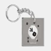 Porte-clés objet_22_camellia, acrylique d'oiseau et de poteri (Devant gauche)