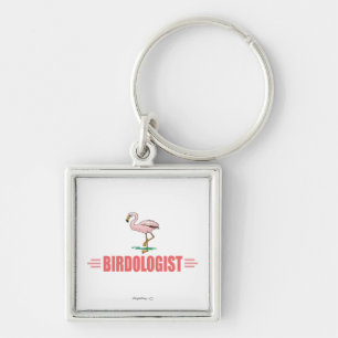 Porte-clés Observation d'oiseaux de flamant drôle