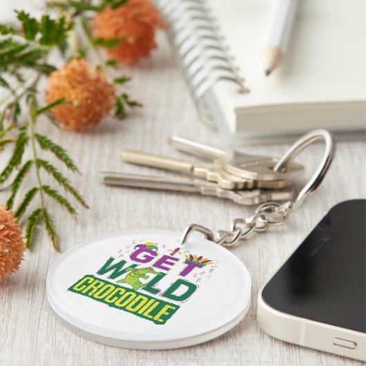 Porte-clés Obtenez le crocodile sauvage Mardi Gras Alligator (Devant droit)