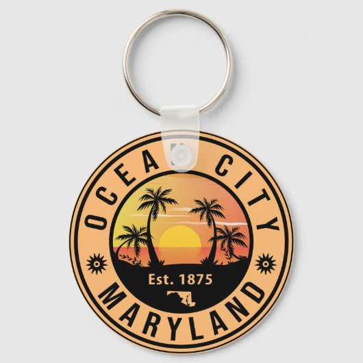 Porte-clés Ocean City Maryland Retro Sunset Souvenirs 60s (Recto)