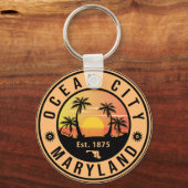 Porte-clés Ocean City Maryland Retro Sunset Souvenirs 60s (Verso)
