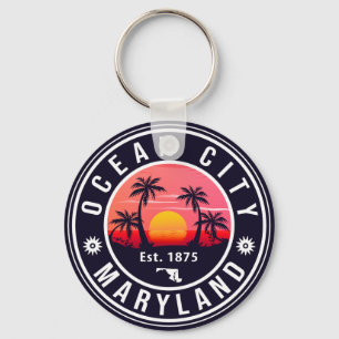 Porte-clés Ocean City Maryland Retro Sunset Souvenirs 60s
