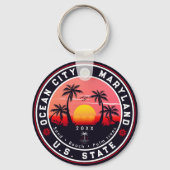 Porte-clés Ocean City Maryland Retro Sunset Souvenirs 80s (Verso)