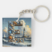 Porte-clés Ocean Seashore Phare Voilier Monogram E (Dos)