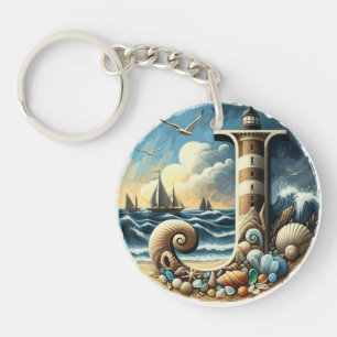 Porte-clés Ocean Seashore Phare Voilier Monogram J