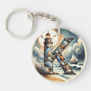 Porte-clés Ocean Seashore Phare Voilier Monogram K