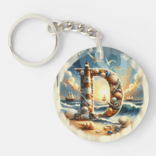 Porte-clés Ocean Seashore Phare Voilier Monogramme D