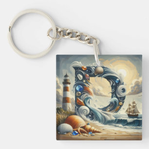 Porte-clés Ocean Seashore Phare Voilier Monogramme D