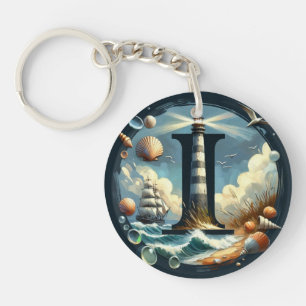 Porte-clés Ocean Seashore Phare Voilier Monogramme I