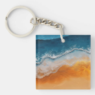 Porte-clés Ocean Waves & Golden Sand - Plage Art Cadeau Côtie