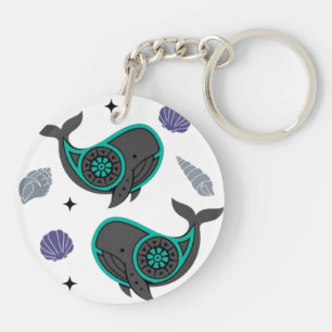 Porte-clés Ocean Whale & Seashell Porte - clé acrylique - Cal