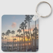 Porte-clés Oceanside California Orange Sunset Palm Trees (Dos)