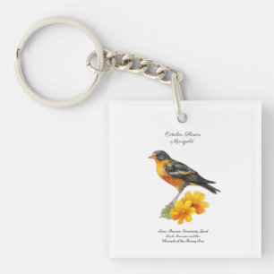 Porte-clés Octobre Fleur Marigold et naissance d'oiseaux