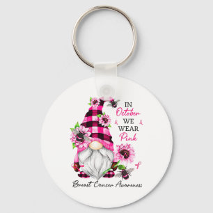 Porte-clés Octobre, nous portons le gnome rose pour la sensib