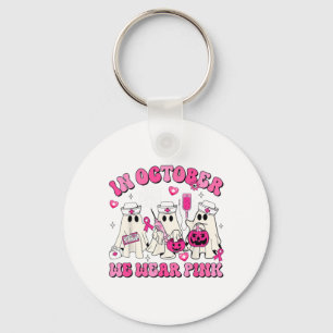 Porte-clés Octobre Nous Portons Pink Nurse Fantôme Halloween 