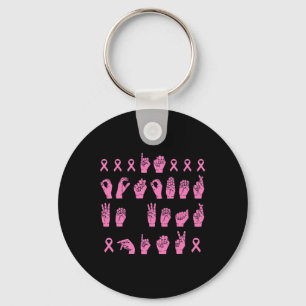 Porte-clés Octobre Nous Portons Pink Sign Language Breast Can