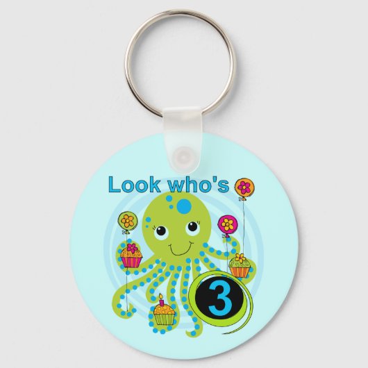 Porte-clés Octopus 3e anniversaire T-shirts et cadeaux (Recto)