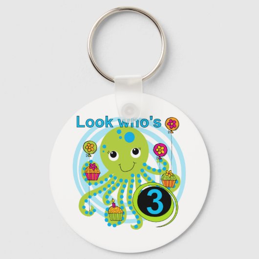 Porte-clés Octopus 3e anniversaire T-shirts et cadeaux (Recto)