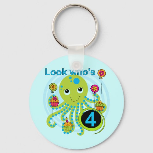 Porte-clés Octopus 4e anniversaire T-shirts et cadeaux (Recto)