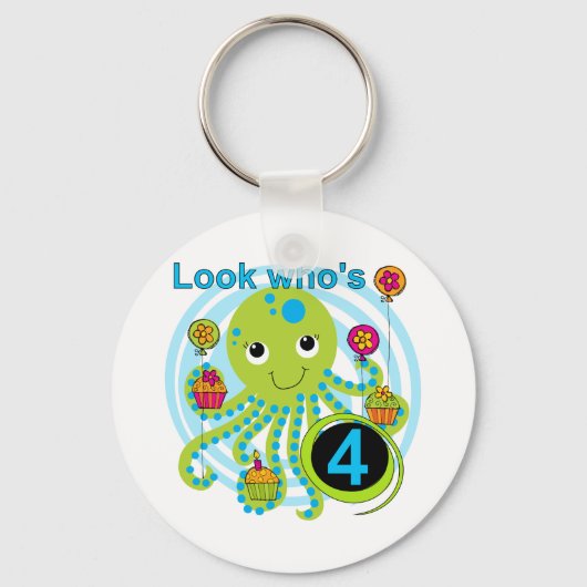 Porte-clés Octopus 4e anniversaire T-shirts et cadeaux (Recto)