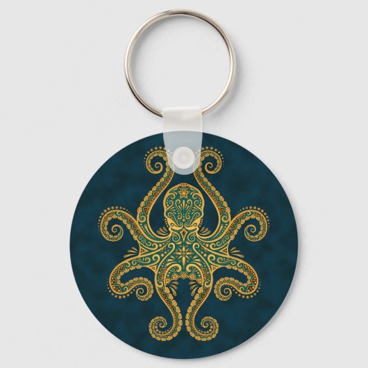 Porte-clés Octopus bleu doré complexe (Recto)