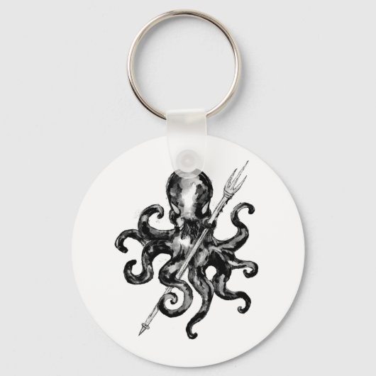 Porte-clés Octopus monochrome avec Trident (Recto)