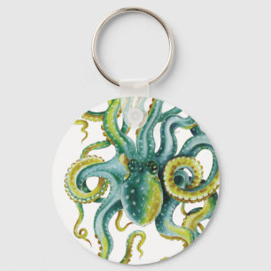 Porte-clés Octopus Vert aquarelle Art